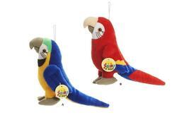 Papoušek plyš 20cm, s poutkem, červený,modrý