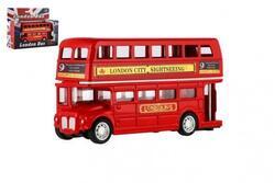 Autobus "Londýn" červený patrový kov/plast 12cm, zpětný chod