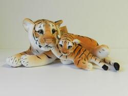 Tygr hnědý s mládětem plyš ležící  44cm (40)