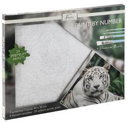 Malování podle čísel na plátno 40x50cm - Tygr bílý 