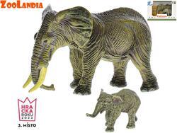 Slon s mládětem 7-11cm Zoolandia v krabičce