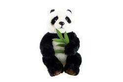 Panda plyš sedící s listem, 25cm