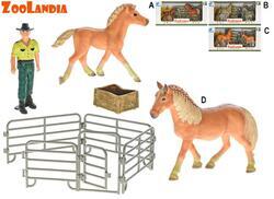 Kůň s hříbětem Zoolandia a doplńky 4druhy v krabičce