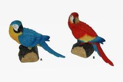 Papoušek Ara na kmeni, 2 barvy, poly,(2) 13cm