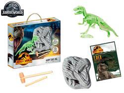 Sada vytesej si kostru dinosaura T-Rex Jurský svět svítící ve tmě s doplňky v krabičce