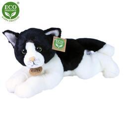Kočka bílo-černá ležící plyš 30cm